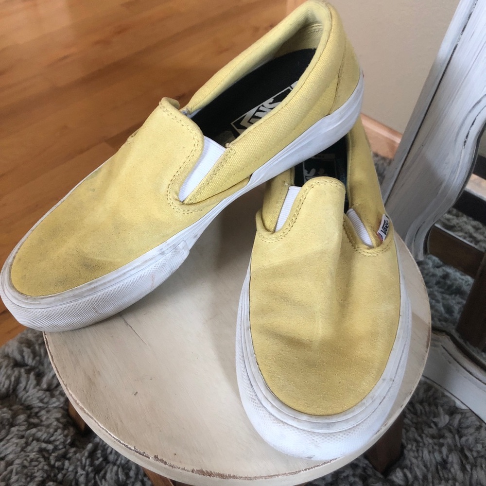 Yellow suede slip on vans